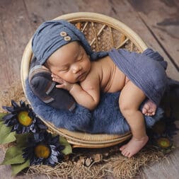 Newborn Photography Singapore Newborn photography baby in rustic blue setup